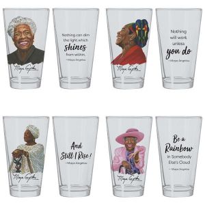 Maya Angelou Black Artwork Drinking Glass Set