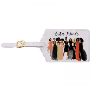 Sister Friends Black Art Luggage Tag