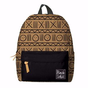 Brown Mudcloth Pattern Backpack and Pencil Holder