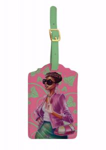 Pink and Green African American  Luggage Tag
