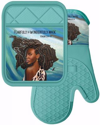 Wonderfully Made African American Women Oven Mitt and Pot Holder