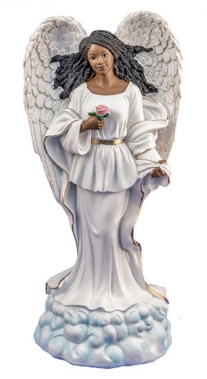 Angel in White with Rose African American Figurine