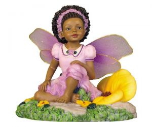 African American Girl in Lavender Fairy Figurine