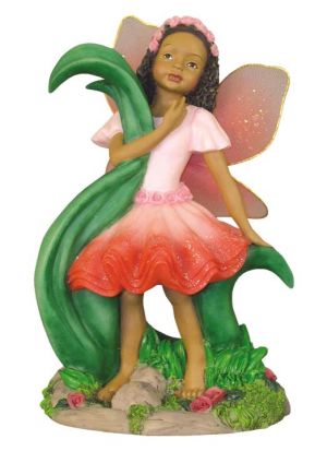 African American Girl in Red Fairy Figurine