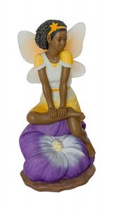African American Fairy On Flower In Yellow Figurine