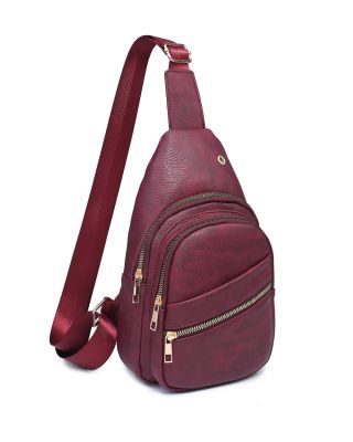 Wine Leather Sling Bag