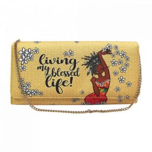 Living My Blessed Life Afrocentric Chain Clutch Bag