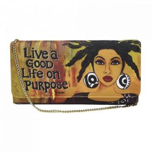 Live A Good Life On Purpose  Afrocentric Chain Clutch Bag