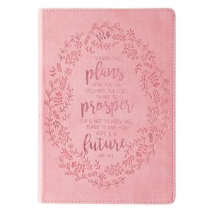 I Know the Plans Pink Slimline Faux Leather Journal Jeremiah 29:11
