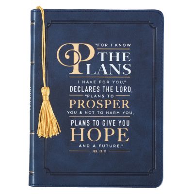 For I Know the Plans Faux Leather Journal in Navy Jeremiah 29:11