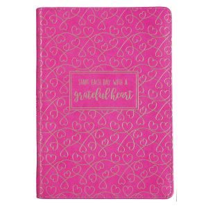 Grateful Heart Zippered Faux Leather Journal in Rose Pink