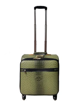 Alligator and Ostrich In Olive Rolling Carry On Luggage