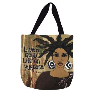 Live A Good Life On Purpose Afrocentric Woven Tote Bag
