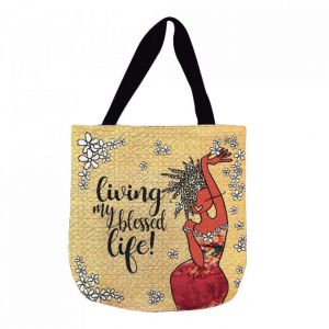 Living My Blessed Life Afrocentric Woven Tote Bag