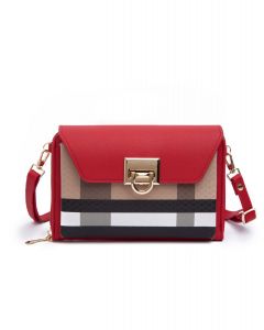 Brown and Red Crossbody Bag