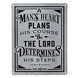 A Mans Heart Vintage Metal Sign Proverbs 16:9