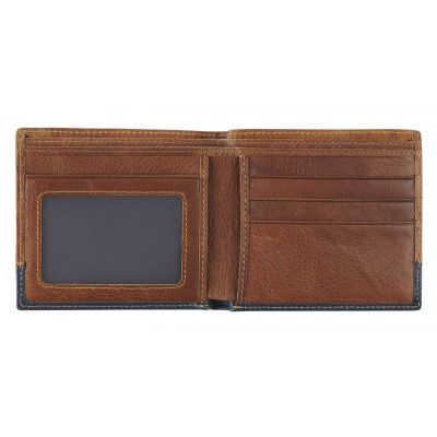 Strong and Courageous Butterscotch and Navy Mens Genuine Leather Wallet #2