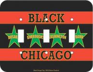 Black Chicago Flag Triple Light Switch Plate Cover