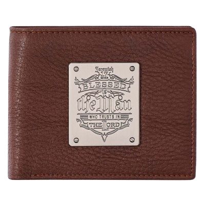 Blessed is the Man Jeremiah 17:7 Spice Brown Genuine Leather Wallet