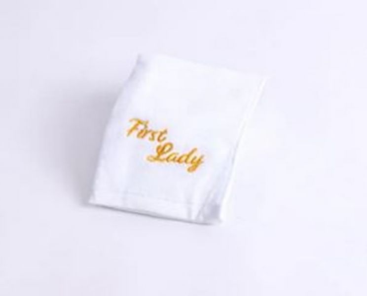 First Lady Pastor Towel with Gold Lettering - White