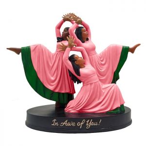 In Awe of You Pink and Green African American Figurine