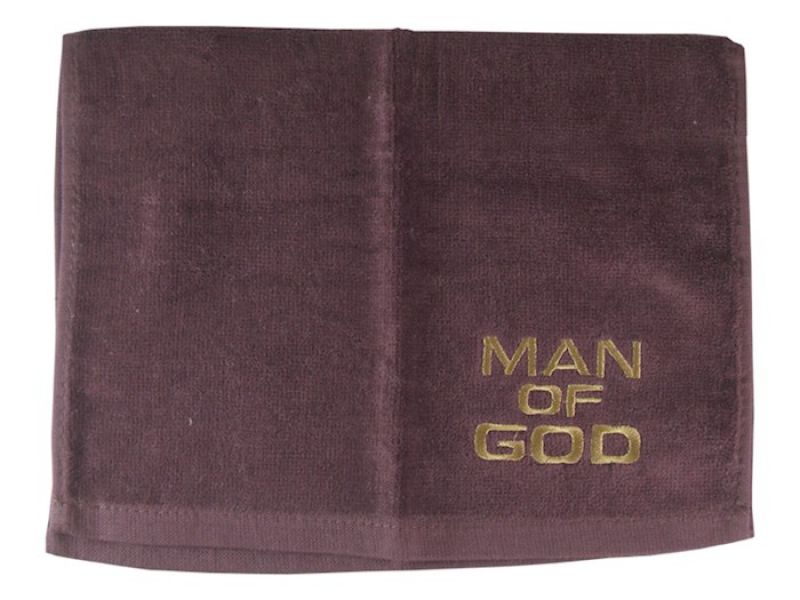 Man of God Burgundy Towel With Gold Lettering