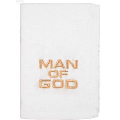 Man of God Pastor Towel White with Gold Lettering
