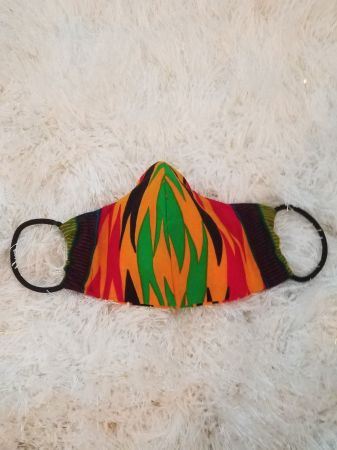 Orange Green Black and Red Ankara African Print Stylish Face Mask