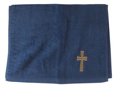 Navy Pastor Towel with Gold Cross