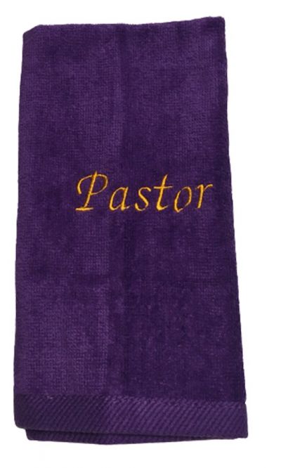 Pastor Towel with Gold Lettering-Purple