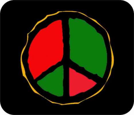 Peace Sign, Red, Black & Green Black Art Mouse Pad