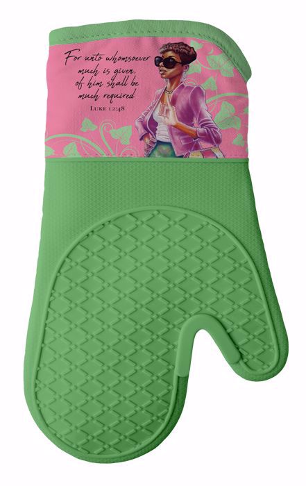  Pink and Green AKA colors Pot Holder and Oven Mitt