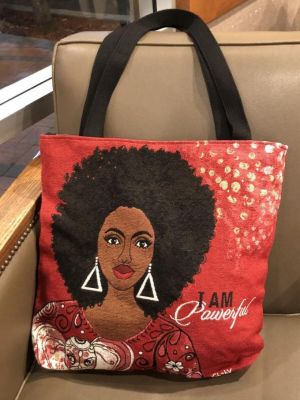 I Am Powerful Afrocentric Woven Tote Bag #2