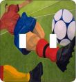 Soccer African American Double Switch Plate Cover